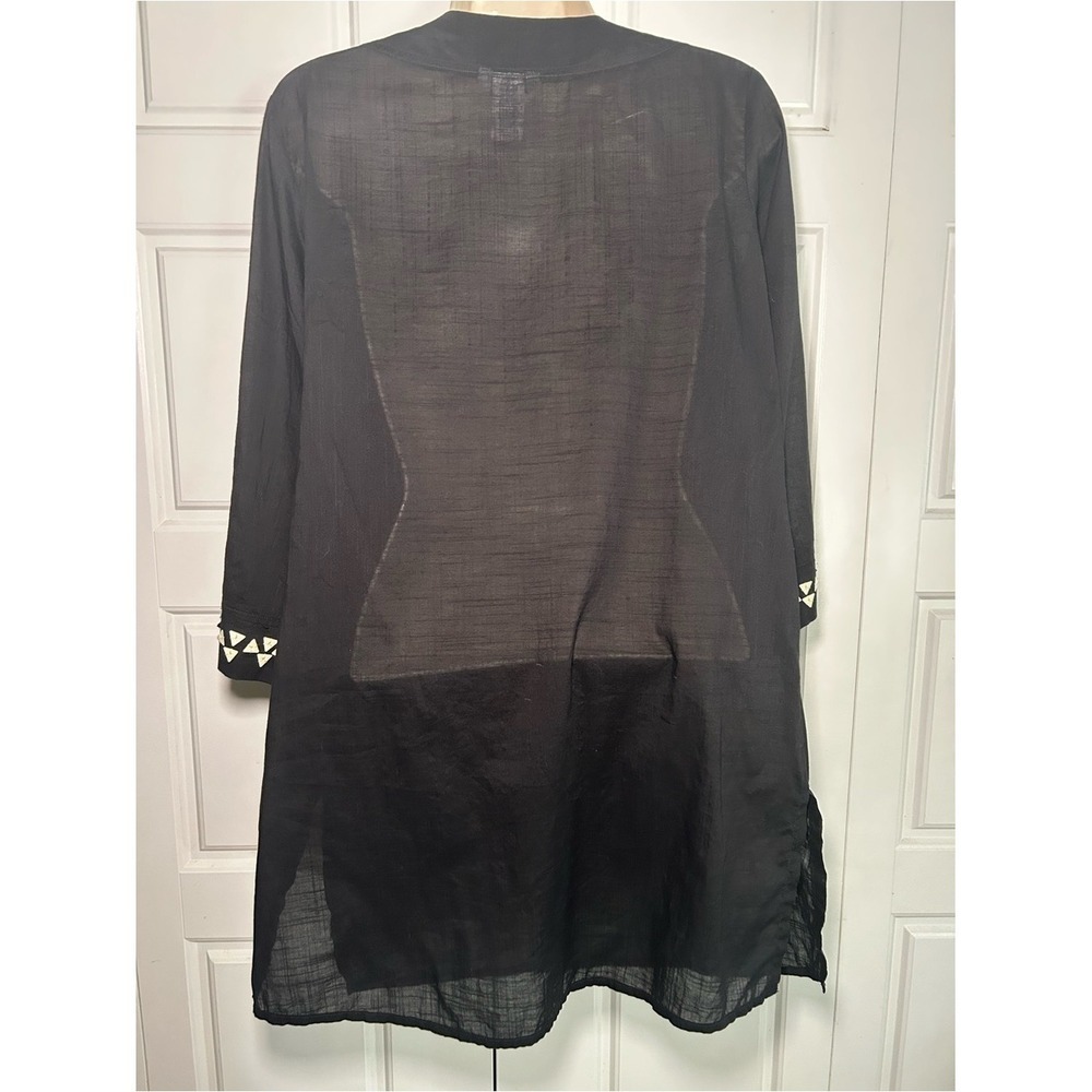 Trina Turk Swim Cover Up Womens M Black Tunic Lace Up V Neck Beaded Beach Resort - Picture 7 of 9
